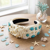 PANTIDE Sea Turtle Starfish Jeweled Knotted Headband for Women Girls