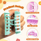 PANTIDE 4Pcs Sewing Hair Claw Clips for Women Girls - Sewing Gift Quilting Rectangle Nonslip Banana Hair Clips, Thin Thick Short Long Curly Hair Accessories, Sewing Lover Quilters Seamstress Mom Gift