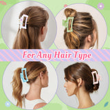 PANTIDE 4Pcs Spring Summer Floral Hair Claw Clips for Women Girls - Cute Flowers Rectangle Nonslip Banana Hair Clips, Thin Thick Short Long Curly Hair Accessories, Holiday Party Birthday Gift