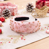 PANTIDE Christmas Jeweled Knotted Headband for Women Girls (Pink)