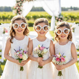 PANTIDE Flower Girl Sunglasses - Daisy Floral Pearls Round Shaped Sunglasses, Wedding Engagement Party Favors Outdoor Beach Glasses Accessories, Jewelry Gift for Girls Little Bridesmaid (White)