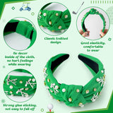 PANTIDE Golf Jeweled Knotted Headband - Golf Club Ball Pearl Rhinestone Embellished Headband Non Slip Wide Top Knot Costume Hairband Hair Accessories Sport Party Birthday Gift for Women Girls (Green)