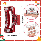 PANTIDE 4Pcs Christmas Plaid Snowflake Elk Hair Claw Clips for Women Girls