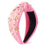PANTIDE Ballerina Jeweled Knotted Headband - Dancing Girl Ballet Shoes Rhinestone Crystal Pearl Embellished Headband Wide Top Knot Hair Accessories Outfits Birthday Gift for Dancer Women Girl (Pink)