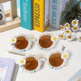 PANTIDE 2Pcs Flower Girl Daisy Floral Pearls Sunglasses (White)