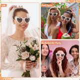 PANTIDE Wife Of The Party Sunglasses - Rhinestone Pearl Heart Shaped Sunglasses, Bachelorette Bridal Shower Party Favors Glasses Accessories, Eyewear Jewelry Gift for Bride Bridesmaid Women (White)