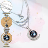 PANTIDE 3Pcs Capricorn Zodiac Crescent Moon Layer Necklaces for Women Girls