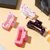 PANTIDE 4Pcs Breast Cancer Awareness Hair Claw Clips for Women Girls - Pink Ribbon Rectangle Nonslip Clips Hair Accessories Awareness Month Group Events Inspiring Party Favors Small Gifts