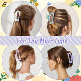 PANTIDE 4Pcs Butterfly Floral Hair Claw Clips for Women Girls - Cute Butterfly Flowers Rectangle Nonslip Banana Hair Clips, Thin Thick Short Long Curly Hair Accessories, Spring Party Birthday Gift
