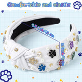 PANTIDE Paw Print Jeweled Knotted Headband for Women Girls