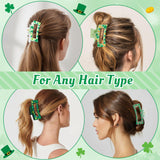 PANTIDE 4Pcs St. Patrick's Day Hair Claw Clips for Women Girls - Green Shamrock Irish Clover Lucky Rectangle Nonslip Banana Hair Clips, Thin Thick Short Long Curly Accessories, Holiday Party Gift