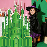 PANTIDE 3.3ft Large Emerald Green Castle Cardboard Cutout - Witch Green Castle Wizard Stand Up Party Decoration, Freestanding Photo Booth Prop Photography Backdrop for Halloween Birthday Gift