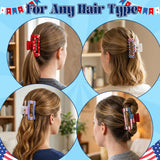 PANTIDE 8Pcs American Flag Hair Claw Clips for Women Girls - Independence Day 4th of July Rectangle Nonslip Clips Red White Blue Star Patriotic Celebrations USA Hair Accessories Party Events Gifts