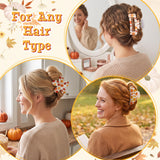 PANTIDE 3Pcs Fall Pumpkin Maple Leaf Hair Claw Clips for Women Girls