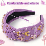 PANTIDE Purple Ballerina Jeweled Knotted Headband for Dancer Women Girls
