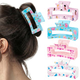 PANTIDE 4Pcs Labor and Delivery Nurse Hair Claw Clips for Women Girls - Obgyn NICU Nurse Uterus Rectangle Nonslip Acrylic Hair Clip, Thin Thick Short Long Curly Accessories, Midwife Obstetrics Gifts