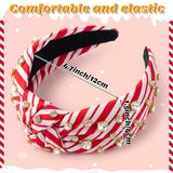 PANTIDE Christmas Stripe Candy Cane Jeweled Knotted Headband for Women Girl