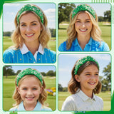 PANTIDE Golf Jeweled Knotted Headband - Golf Club Ball Pearl Rhinestone Embellished Headband Non Slip Wide Top Knot Costume Hairband Hair Accessories Sport Party Birthday Gift for Women Girls (Green)