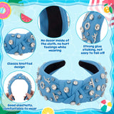PANTIDE Swimming Jeweled Knotted Headband for Swimmer Women Girls (Blue)