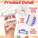 PANTIDE 4Pcs Striped Hair Claw Clips for Women Girls - Red Black Pink Blue Yellow Rectangle Nonslip Banana Hair Clip, Thin Thick Short Long Curly Updos Buns Ponytails Accessories, Birthday Party Gifts