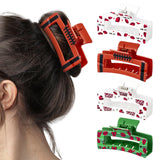 PANTIDE 4Pcs Football Hair Claw Clips for Women Girls - Sport Game Day Rectangle Nonslip Clips Hair Accessories for School Daily Football Party Favor Gifts Strong Hold for Thin Thick Curly (Red Black)