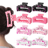 PANTIDE 8Pcs Breast Cancer Awareness Hair Claw Clips for Women Girls