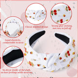 PANTIDE Cherry Jeweled Knotted Headband - Red Cherry Cute Charms Rhinestone Pearl Embellished Headband Wide Top Knot Non Slip Fashion Hairband Hair Accessories Birthday Gift for Women Girl (White)