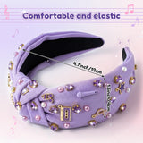 PANTIDE Kpop Jeweled Knotted Headband for Women Girls Singer Fans (Purple)