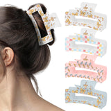 PANTIDE 4Pcs Pencil Coquette Bow Hair Claw Clips for Women Girls - Back to School Daisy Plaid Rectangle Nonslip Acrylic Hair Clip, Thin Thick Short Long Curly Accessories, Party Birthday Teacher Gift