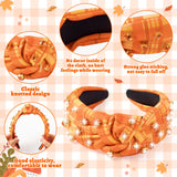 PANTIDE Fall Jeweled Knotted Headband - Thanksgiving Day Gift Hair Accessories Pearl Rhinestone Embellished Headband Autumn Fashion Hairband Birthday Wedding for Women Girl (Orange)