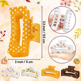 PANTIDE 4Pcs Fall Thanksgiving Pumpkin Floral Hair Claw Clip for Women Girl
