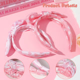 PANTIDE 2Pcs Bow Knotted Headband for Girls Kids - Floral Flower Heart Headband Thin Top Knot Non Slip Fashion Hairband Hair Accessories, Summer Birthday Back To School Gift for Toddlers (Pink)