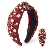 PANTIDE Bandana Paisley Jeweled Knotted Headband for Women Girls (Red)