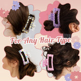 PANTIDE 4Pcs Spring Flowers Hair Claw Clips for Women Girls - Cute Flower Floral Rectangle Nonslip Banana Hair Clips, Thin Thick Short Long Curly Accessories, Spring Summer Party Birthday Gift