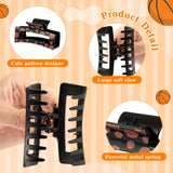 PANTIDE 4Pcs Basketball Hair Claw Clips for Women Girls - Sport Game Day Rectangle Nonslip Banana Hair Clips, Thin Thick Short Long Curly Hair Accessories, School Daily Basketball Party Birthday Gift