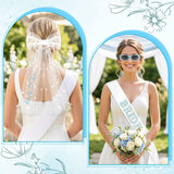 PANTIDE Blue Bachelorette Party Decorations - 3Pcs Blue Bride Sunglasses Sash Bride to Be Bow Veil, Bridal Shower Wedding