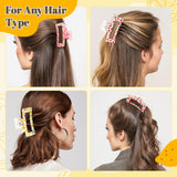 PANTIDE 4Pcs Fruit Hair Claw Clips for Women Girls - Summer Fruit Cherry Strawberry Rectangle Nonslip Banana Hair Clips, Thin Thick Short Long Curly Accessories, Mother’s Day Birthday Party Favor Gift
