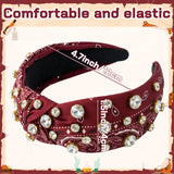 PANTIDE Bandana Paisley Jeweled Knotted Headband for Women Girls (Red)