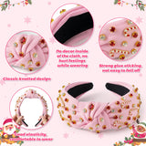 PANTIDE Christmas Jeweled Knotted Headband for Women Girls (Pink)