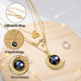 PANTIDE 3Pcs Libra Zodiac Crescent Moon Layer Necklaces for Women Girls