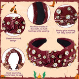 PANTIDE Bandana Paisley Jeweled Knotted Headband for Women Girls (Red)