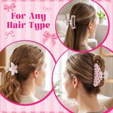 PANTIDE 3Pcs Coquette Pink Bow Hair Claw Clips for Women Girls