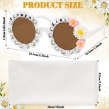 PANTIDE Flower Girl Sunglasses - Daisy Floral Rhinestone Round Shaped Sunglasses, Wedding Engagement Party Favors Outdoor Beach Glasses Accessories, Jewelry Gift for Girl Little Bridesmaid (White)