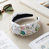 PANTIDE Traveller Jeweled Knotted Headband for Women Girls (White)