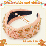 PANTIDE Christmas Gingerbread Man Jeweled Knotted Headband for Women Girls