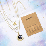 PANTIDE 3Pcs Libra Zodiac Crescent Moon Layer Necklaces for Women Girls