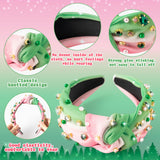 PANTIDE Witch Musical Jeweled Knotted Headband - Witch Musical Fans Gift Pearl Crystal Embellished Headband Wide Top Knot Fashion Pink Hairband Accessories Birthday for Women Girls (Green Rhinestone)