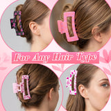 PANTIDE 8Pcs Breast Cancer Awareness Hair Claw Clips for Women Girls