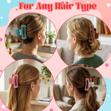PANTIDE 8Pcs Polka Dot Striped Hair Claw Clips for Women Girls - Red Black White Pink Rectangle Nonslip Banana Hair Clips, Thin Thick Short Long Curly Accessories, Birthday Party Holiday Gifts