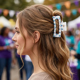 PANTIDE 4Pcs Suicide Prevention Awareness Hair Claw Clips for Women Girls - Purple Teal Ribbon Inspirational Rectangle Nonslip Hair Clip, Thin Thick Short Long Curly Accessories, Charity Campaign Gift